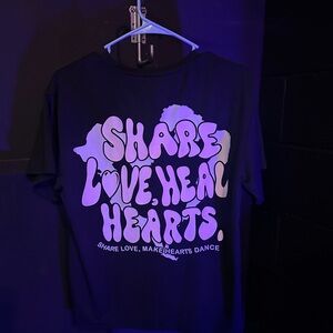 Black Graphic T-Shirt with Heart Design